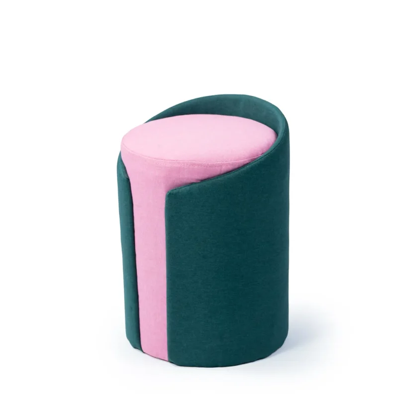 Butterfly Ottoman Green & Pink