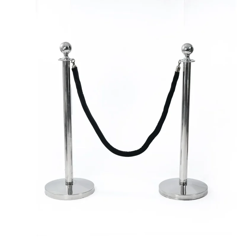 Silver poles & Black ropes